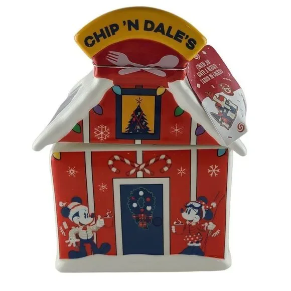 Disney Minnie and Mickey Mouse and Friends Ceramic Holiday Cookie Jar